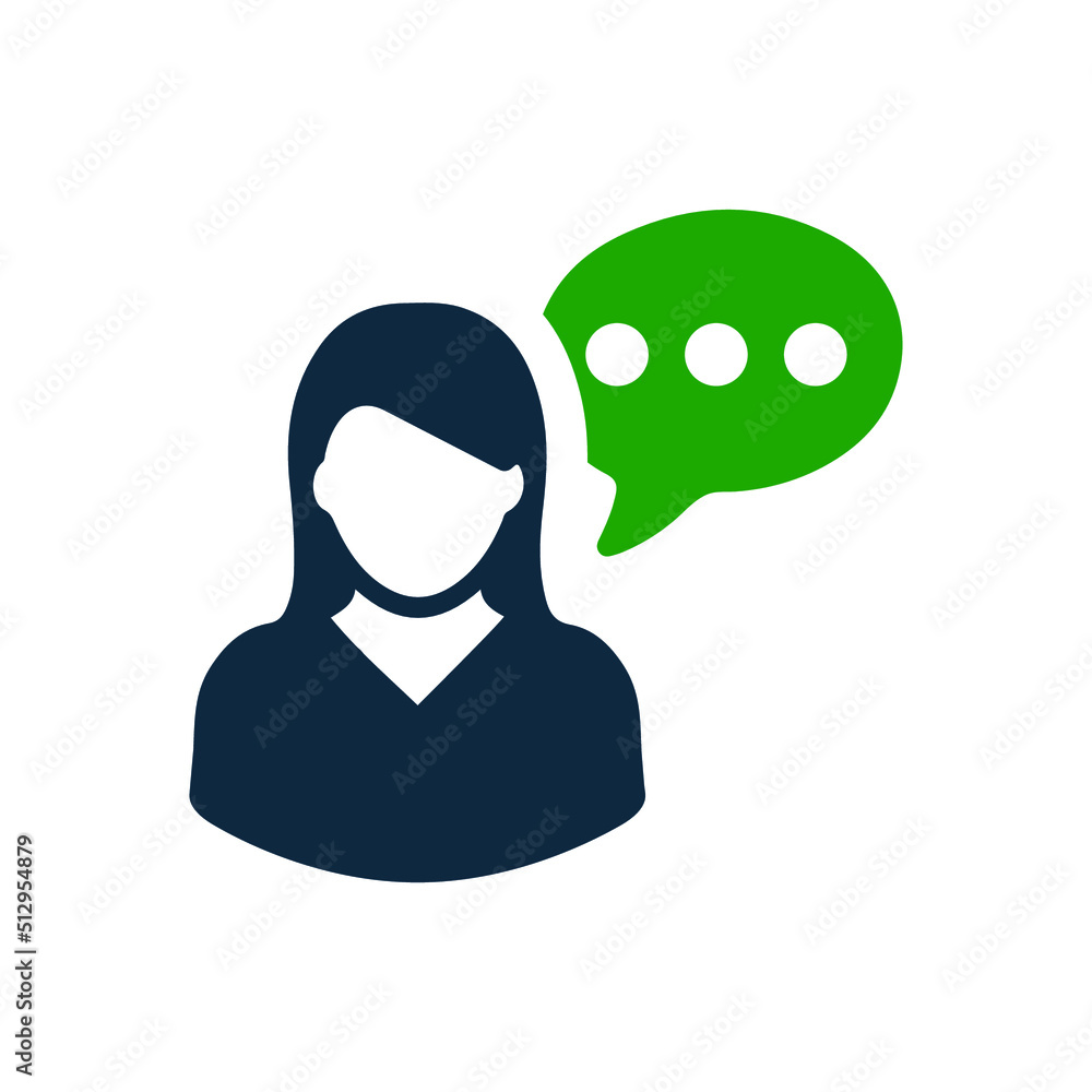 Conversation, female, lady icon. Simple flat design concept.