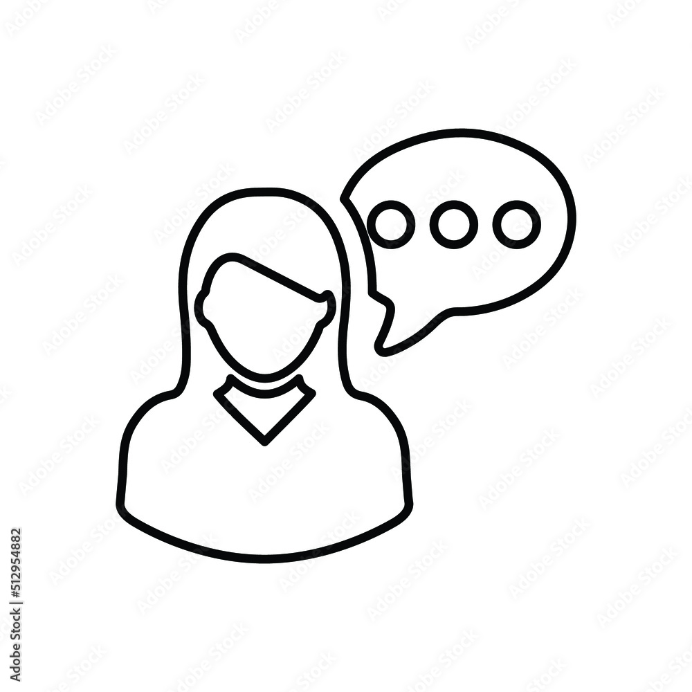 Conversation, female, lady outline icon. Line vector design. Conversation, female, lady outline icon. Line vector design.