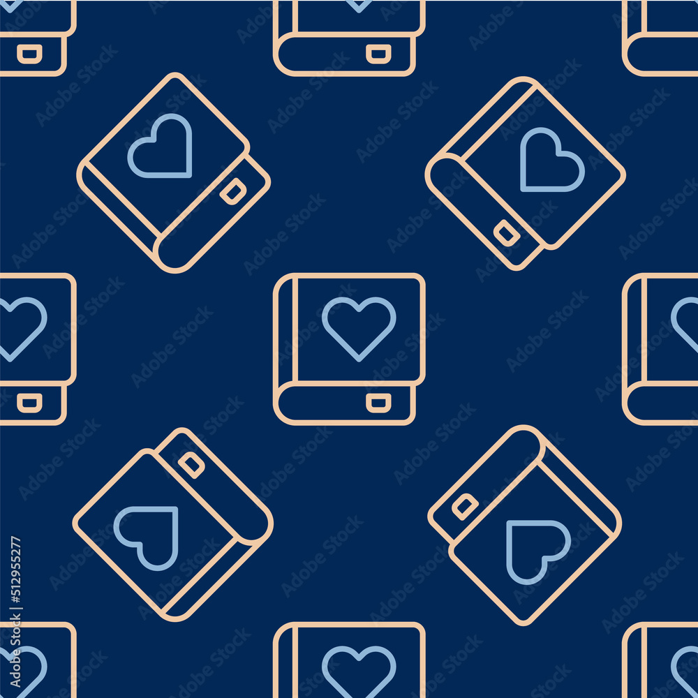 Line Romance book icon isolated seamless pattern on blue background. Vector Line Romance book icon isolated seamless pattern on blue background. Vector