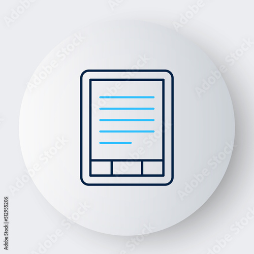 Line E-Book reader icon isolated on white background. Colorful outline concept. Vector