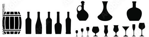 Wine glass cup icon vector set. Red wine illustration sign collection. pour drink beverage silhouette, glass cup.