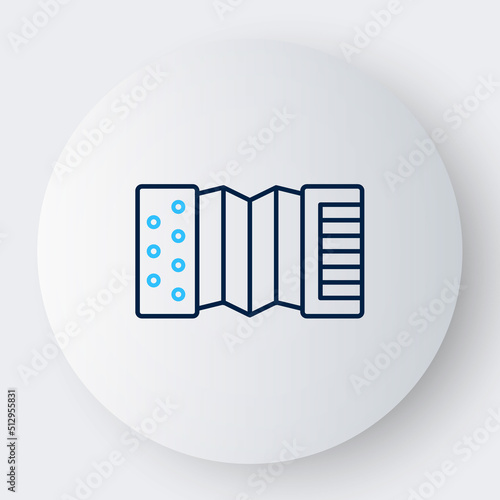 Line Musical instrument accordion icon isolated on white background. Classical bayan, harmonic. Colorful outline concept. Vector