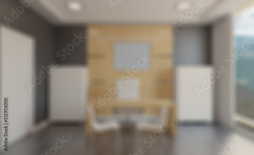 Modern office Cabinet. 3D rendering. Meeting room. Mockup.. Abstract blur phototography.