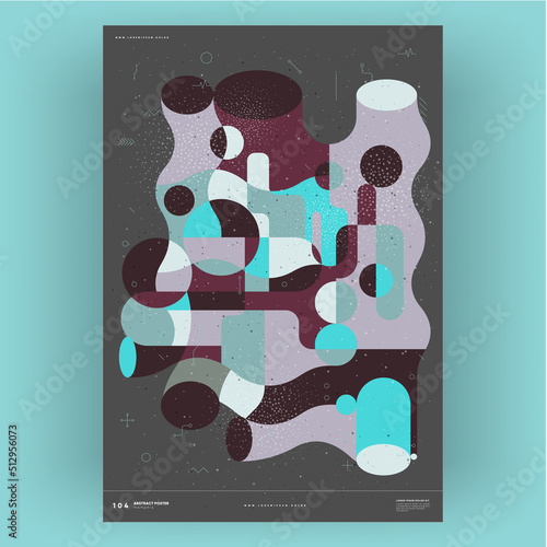 Abstract poster. Vector trendy illustrations of geometric shapes. Memphis and Bauhaus style designs. Modern painting for interior.