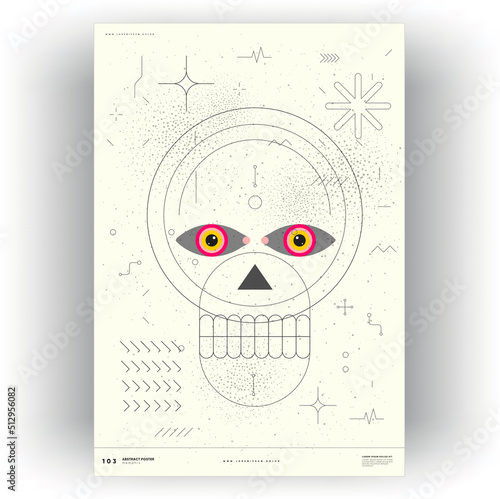 Abstract poster. Vector trendy illustrations of geometric shapes. Memphis and Bauhaus style designs. Modern painting for interior.