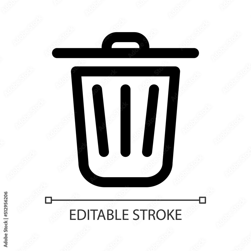 Delete white linear ui icon. Erase digital file. Multimedia player control. GUI, UX design. Outline isolated user interface element for app and web. Editable stroke. Arial font used Delete white linear ui icon. Erase digital file. Multimedia player control. GUI, UX design. Outline isolated user interface element for app and web. Editable stroke. Arial font used