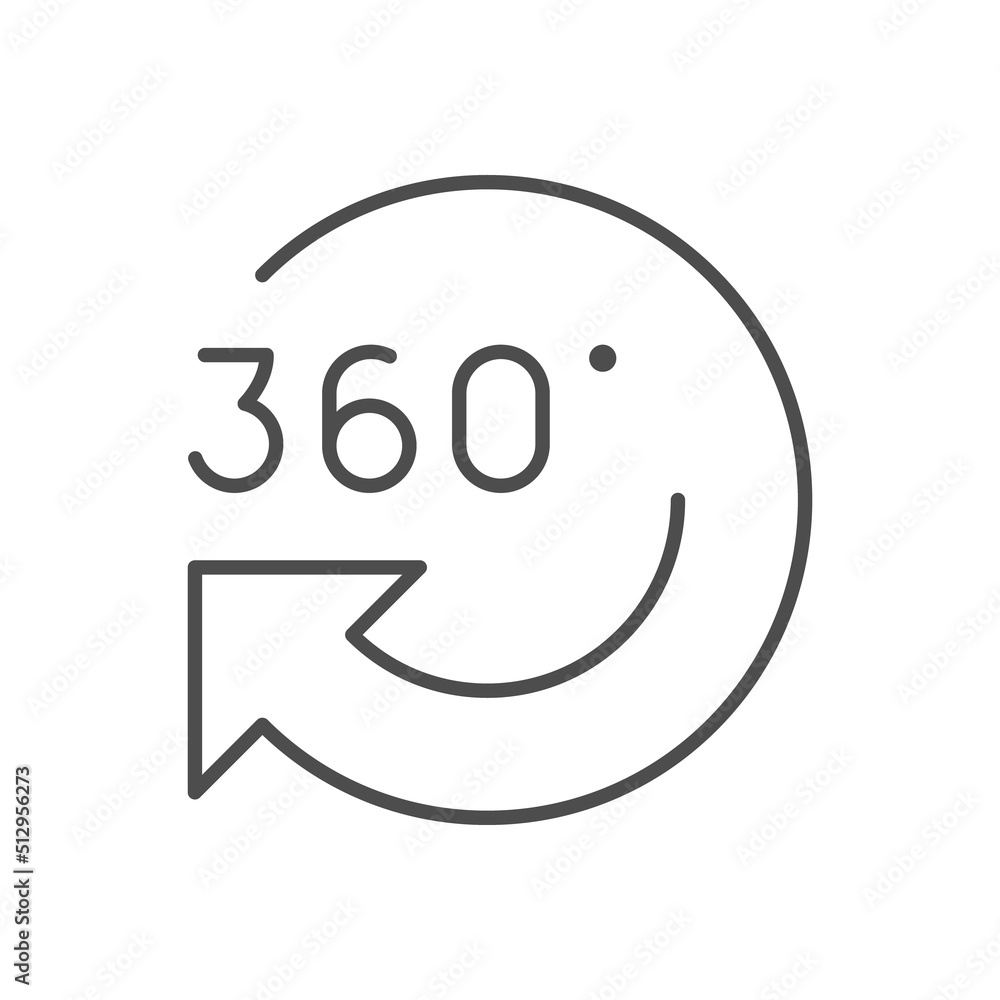 360 degrees rotation line outline icon 360 degrees rotation line outline icon