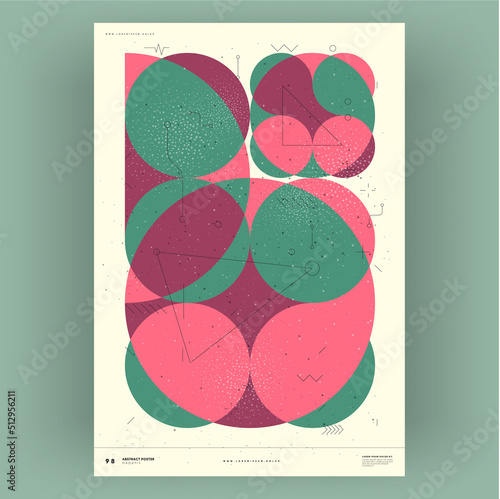 Abstract poster. Vector trendy illustrations of geometric shapes. Memphis and Bauhaus style designs. Modern painting for interior.