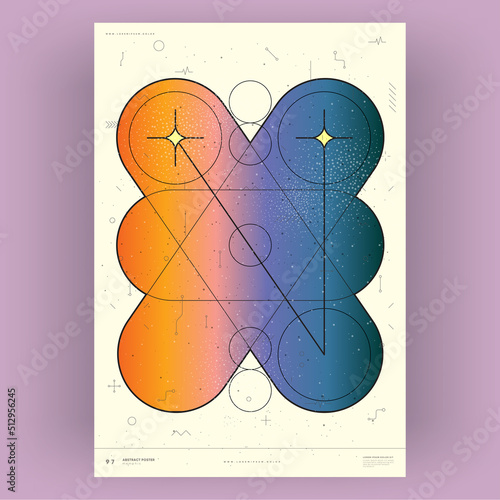 Abstract poster. Vector trendy illustrations of geometric shapes. Memphis and Bauhaus style designs. Modern painting for interior.