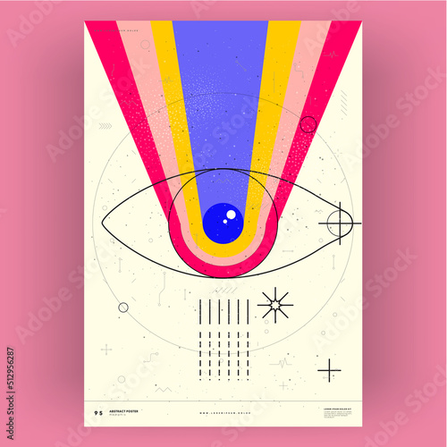 Abstract poster. Vector trendy illustrations of geometric shapes. Memphis and Bauhaus style designs. Modern painting for interior.