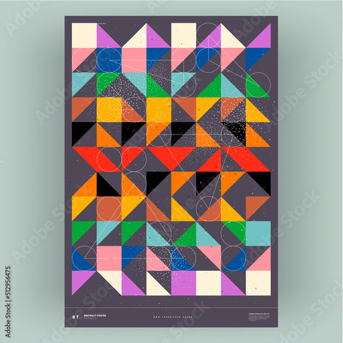 Abstract poster. Vector trendy illustrations of geometric shapes. Memphis and Bauhaus style designs. Modern painting for interior.