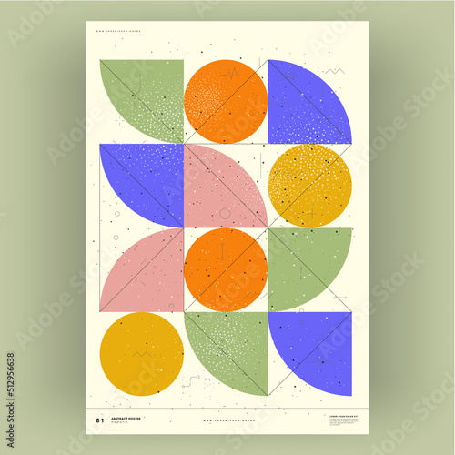 Abstract poster. Vector trendy illustrations of geometric shapes. Memphis and Bauhaus style designs. Modern painting for interior.
