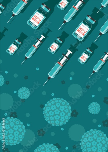 HPV vaccine against papillomavirus. Medical illustration in flat style.World immunization 