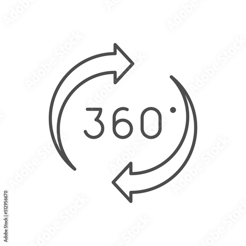 360 degrees rotation line outline icon