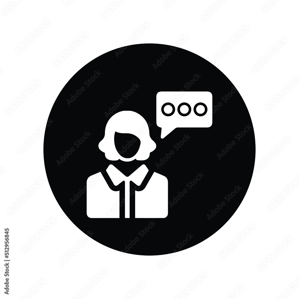 Conversation, female, message icon. Black vector design. Conversation, female, message icon. Black vector design.
