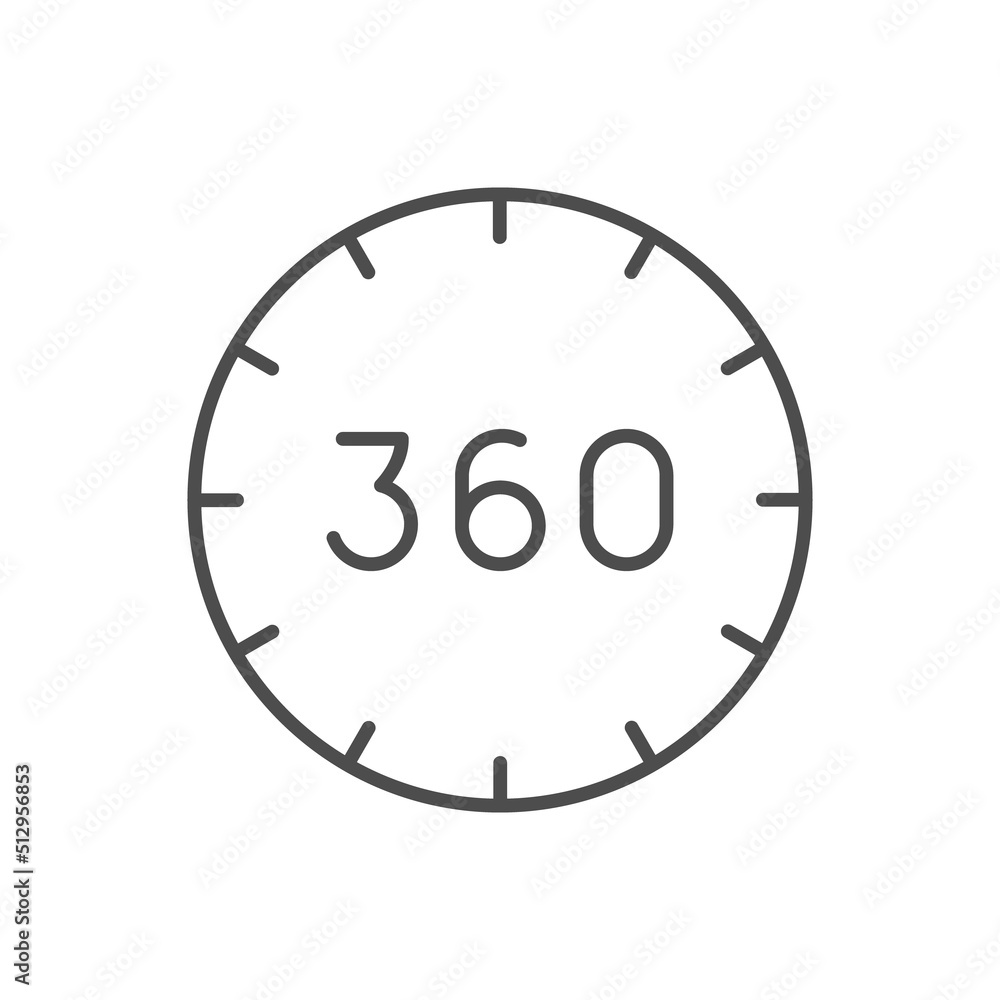 360 degrees rotation line outline icon 360 degrees rotation line outline icon