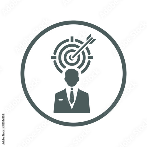 Customer, target, user, man icon. Gray vector design.