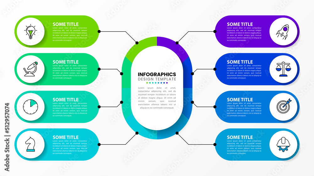 Infographic template. 8 steps connected to the center Infographic template. 8 steps connected to the center