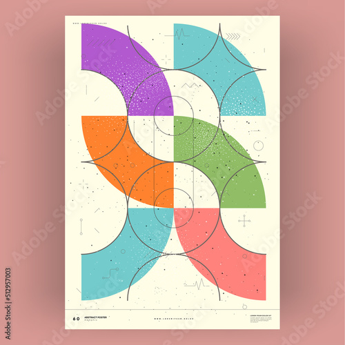 Abstract poster. Vector trendy illustrations of geometric shapes. Memphis and Bauhaus style designs. Modern painting for interior.