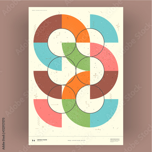 Abstract poster. Vector trendy illustrations of geometric shapes. Memphis and Bauhaus style designs. Modern painting for interior.