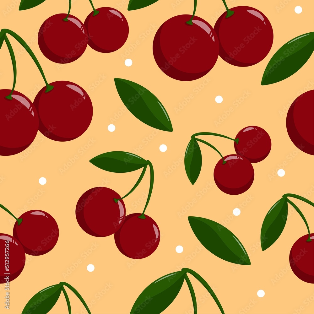 Cherry fruit seamless pattern vector illustration Cherry fruit seamless pattern vector illustration