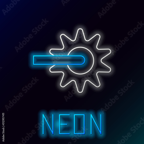 Glowing neon line Cowboy horse riding spur for boot icon isolated on black background. Colorful outline concept. Vector