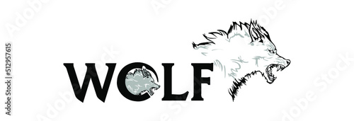 black wolf logo vector illustration, Design element for logo, poster, card, banner, emblem, t shirt. Vector illustration