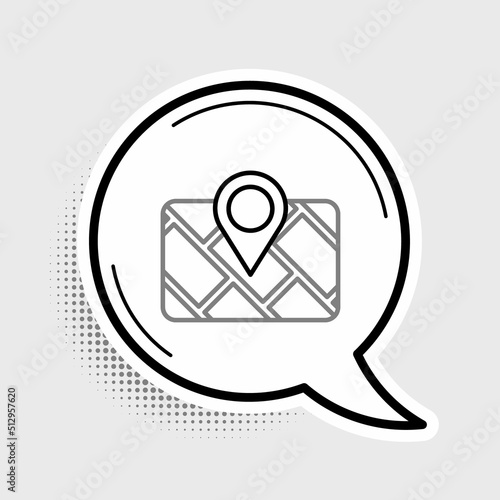 Line Gps device with map icon isolated on grey background. Colorful outline concept. Vector