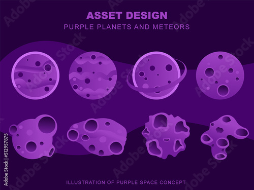 Photography Purple planet and meteor illustration assets
