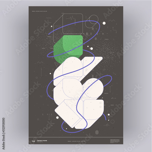 Abstract poster. Vector trendy illustrations of geometric shapes. Memphis and Bauhaus style designs. Modern painting for interior.