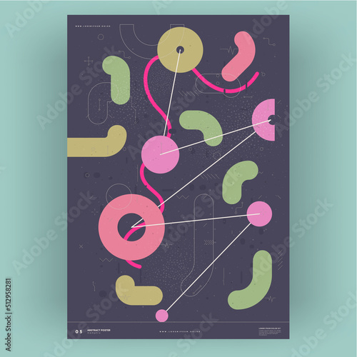 Abstract poster. Vector trendy illustrations of geometric shapes. Memphis and Bauhaus style designs. Modern painting for interior.