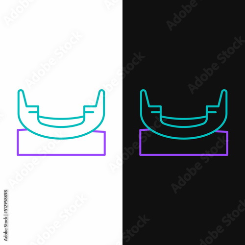 Line Boat swing icon isolated on white and black background. Childrens entertainment playground. Attraction riding ship, swinging boat. Amusement park. Colorful outline concept. Vector