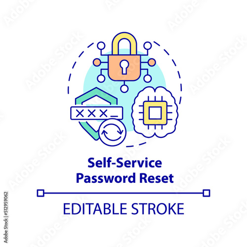Self-service password reset concept icon. Management abstract idea thin line illustration. Password recovery software. Isolated outline drawing. Editable stroke. Arial, Myriad Pro-Bold fonts used