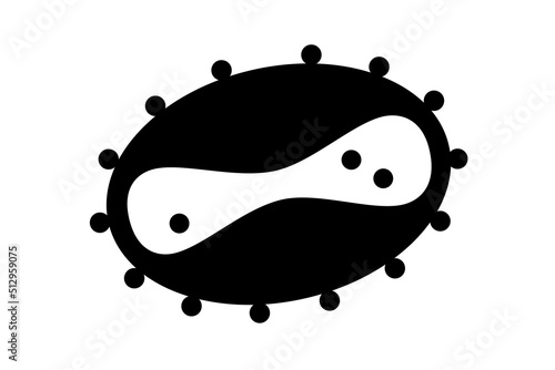 Monkeypox virus black icon. Monkey pox bacteria cell infection pandemic outbreak sign. MPV respiratory or physical contact disease epidemic symbol. MPVX vector isolated illustration