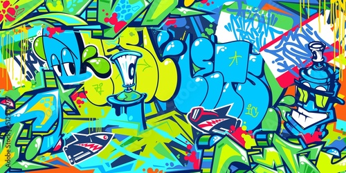 Cool Abstract Urban Street Art Graffiti Style Vector Illustration Background Template