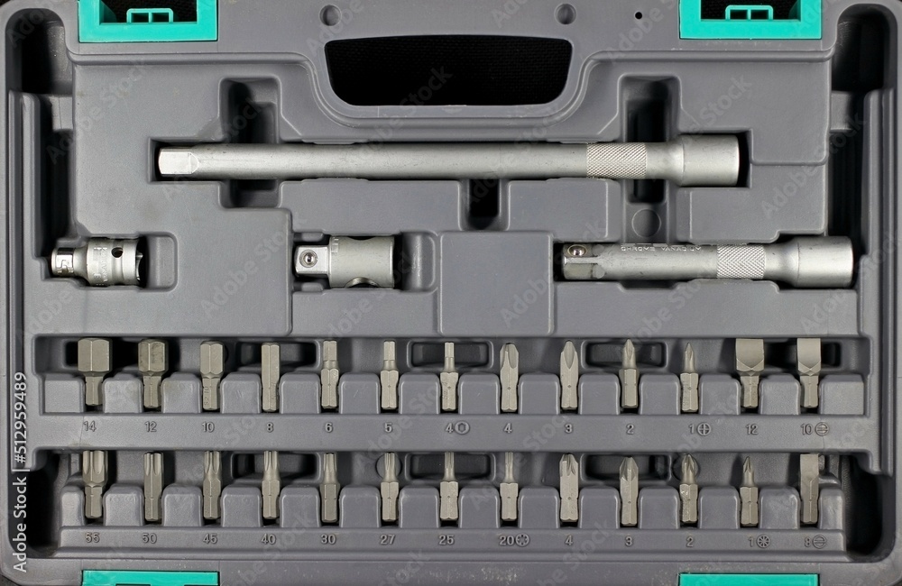 set of flat and hex bits with adapter