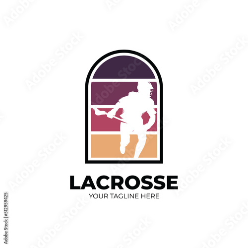 Lacrosse sport logo design vector