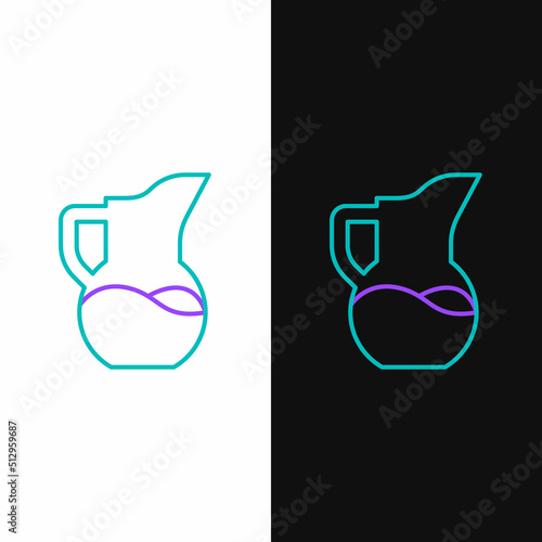 Line Milk jug or pitcher icon isolated on white and black background. Colorful outline concept. Vector