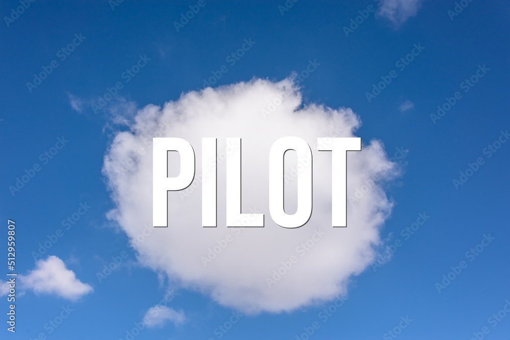 PILOT - word on the background of the sky with clouds. PILOT - word on the background of the sky with clouds.