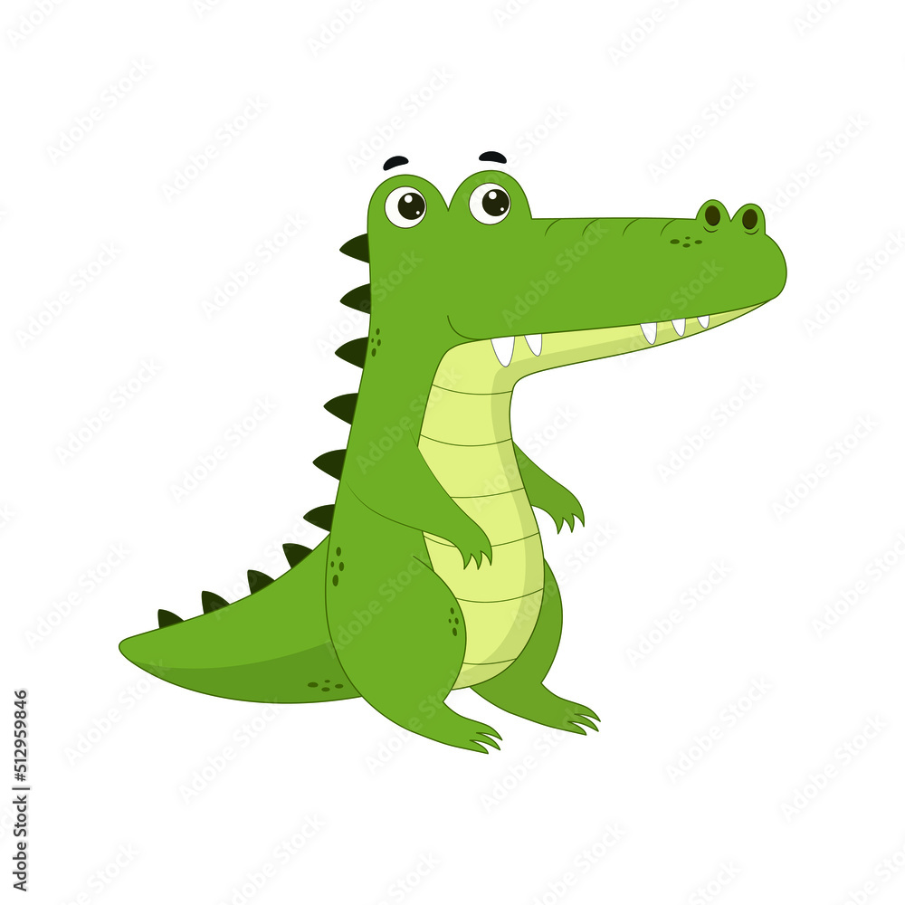 Fototapeta premium Crocodile cartoon character. Crocodile icon isolated on white background. Vector illustration for design and print