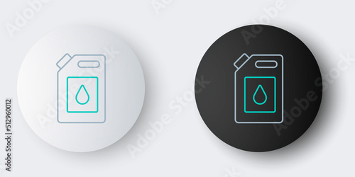 Line Canister for motor machine oil icon isolated on grey background. Oil gallon. Oil change service and repair. Engine oil sign. Colorful outline concept. Vector