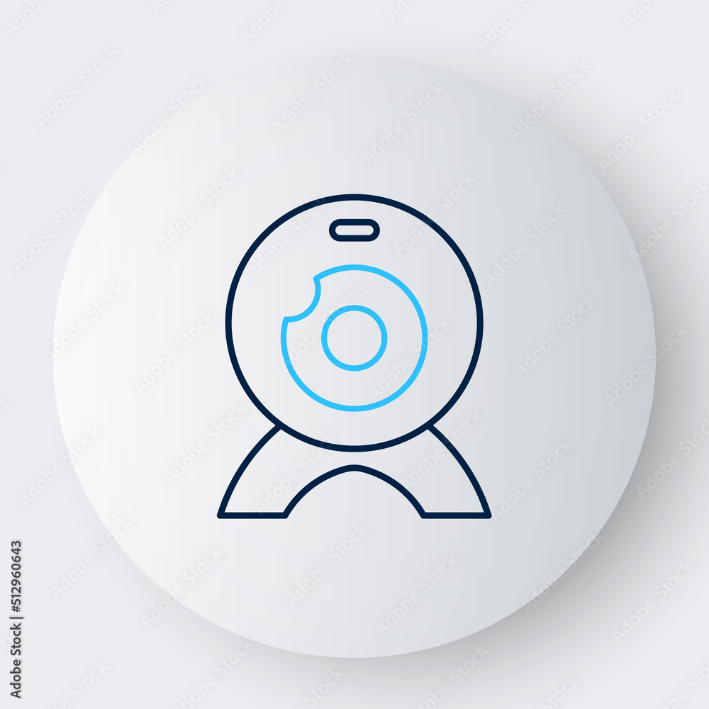 Line Web camera icon isolated on white background. Chat camera. Webcam icon. Colorful outline concept. Vector Line Web camera icon isolated on white background. Chat camera. Webcam icon. Colorful outline concept. Vector