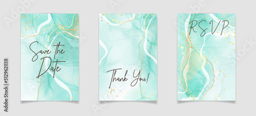 Royal cyan mint liquid marble watercolor background with white lines and brush stains. Teal turquoise marbled alcohol ink drawing effect. Vector illustration backdrop, watercolour wedding invitation