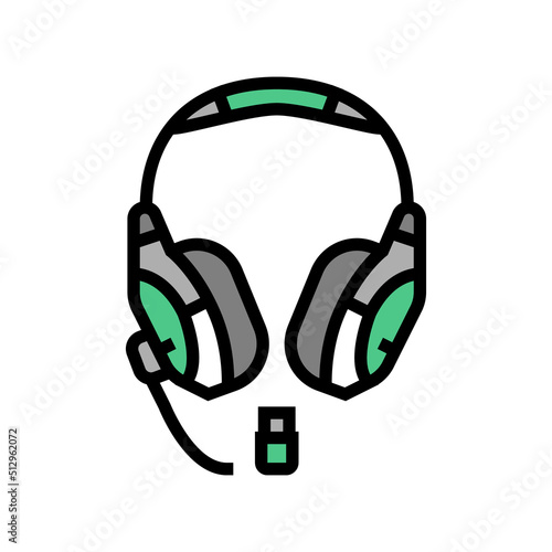 headset wireless video game color icon vector. headset wireless video game sign. isolated symbol illustration