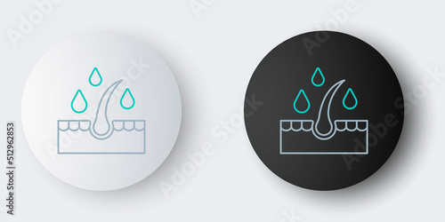 Line Organic essential oil for hair care treatment icon isolated on grey background. Hair growth oil. Colorful outline concept. Vector