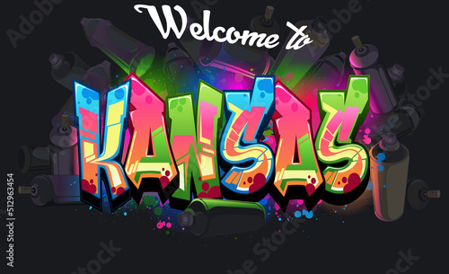 Graffiti Styled Vector Graphics Design - The State of Kansas