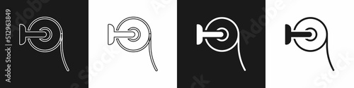 Set Toilet paper roll icon isolated on black and white background. Vector