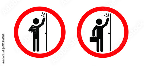 stickman, stick figure man. No sales at the door. No soliciting, faith, creed sign. Stop, do not knock the door or do not disturb sign. No Salesmen or businessman. No sale, shopping or special offer.