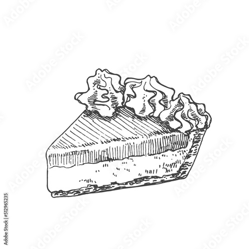 Hand drawn vector lemon cream pie illustration