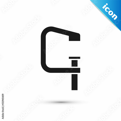 Grey Clamp and screw tool icon isolated on white background. Locksmith tool. Vector